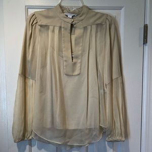 DVF silk & chiffon cream long sleeve top